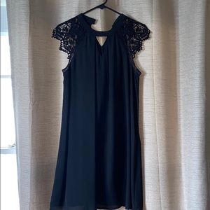 Black Shift Dress with Lace Detail